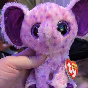 Ty Plush Elephant Toy - Pink and Purple